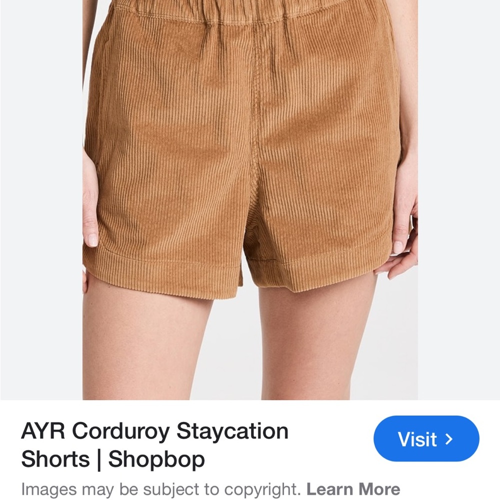 AYR corduroy staycation shorts XL in chipwich tan 100% cotton high waist